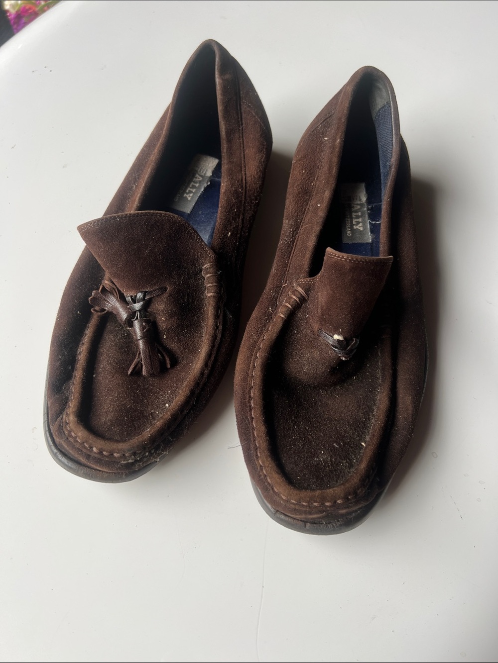 Bally Brown Suede Tassel Loafers